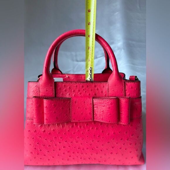 Kate Spade Bright Pink Ostrich Leather Satchel w/ Bow - NWT - Original Dust Bag - Picture 11 of 12